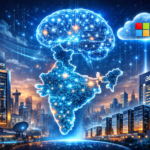 भारत में AI revolution का futuristic illustration